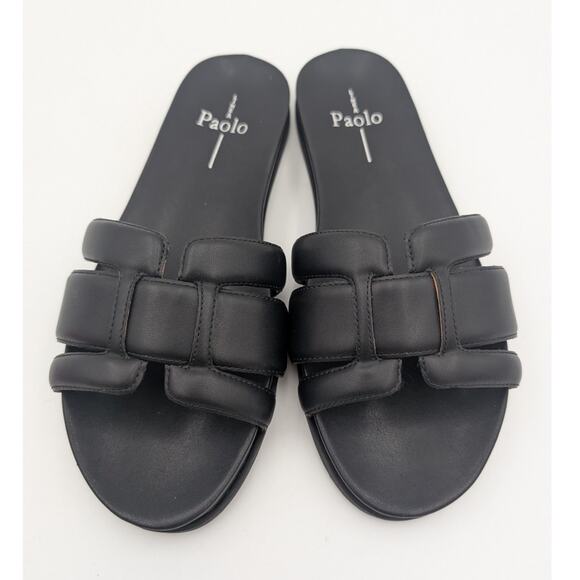 Linea Paolo Rosalie Open Toe Flat Sandals Women's Leather Black Size US7M EU38 - Picture 10 of 10